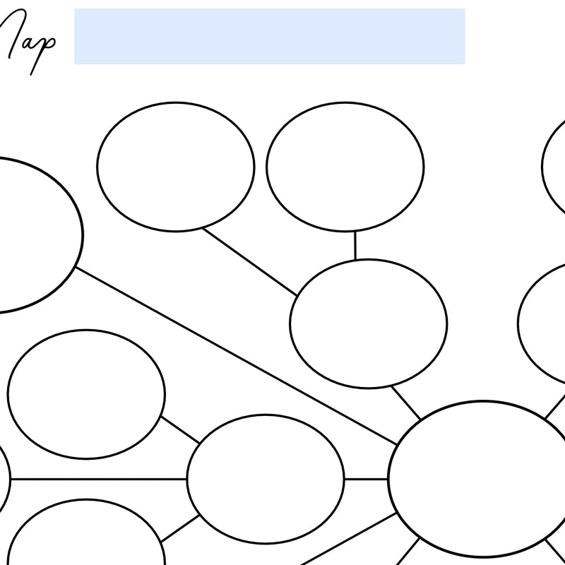 Close-up detail of the black and white Starburst Mind Map layout, showcasing its radial node structure and connections.