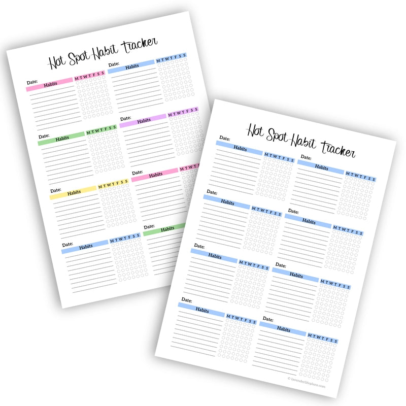 Hot Spot Weekly Habit Tracker printable template featuring the 8-box layout, shown blank and ready to fill.