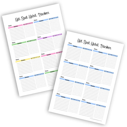 Hot Spot Weekly Habit Tracker printable template featuring the 8-box layout, shown blank and ready to fill.