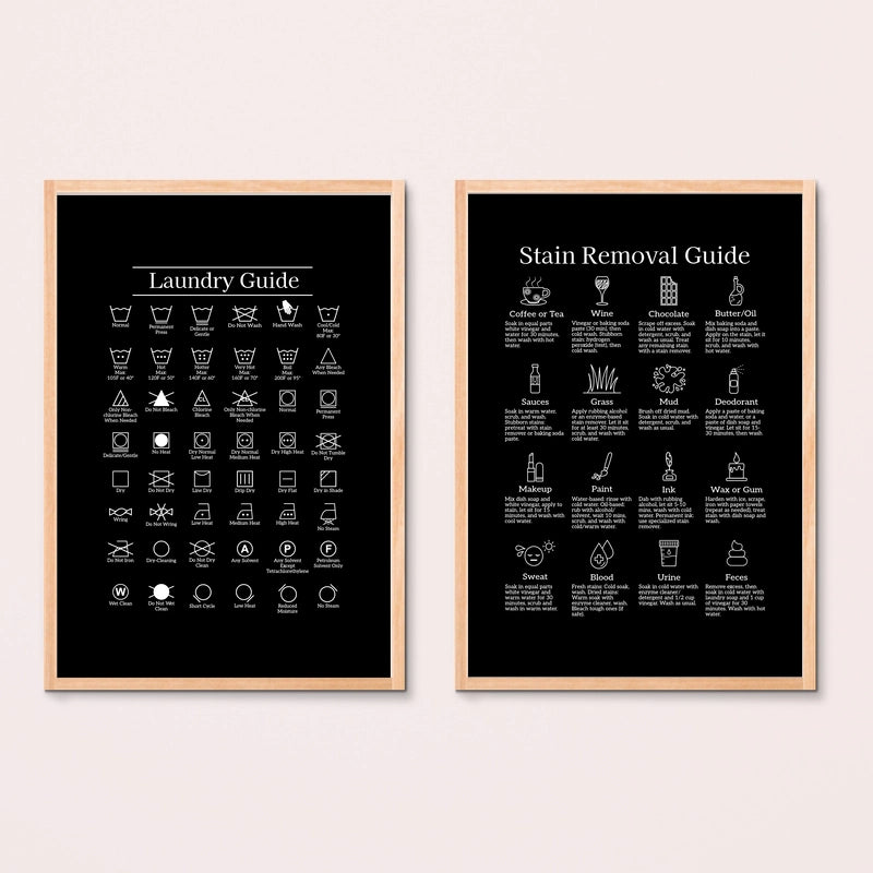Laundry Care Symbols and Laundry Room Sign Printables, Black Color - image 1