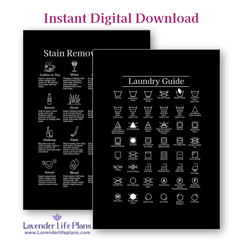 Laundry Care Symbols and Laundry Room Sign Printables, Black Color - image 8
