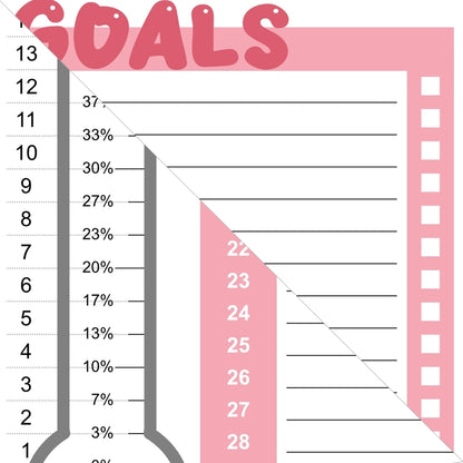 Close-up detail of the Rising 30-Day Challenge printable template, showing the daily goal slots and the progress thermometer design.